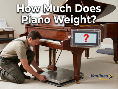 Infographic detailing the average weight of various pianos, such as grand, upright, and digital models.
